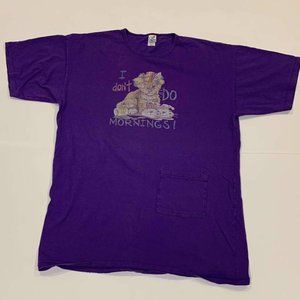 vintage i don’t do mornings sarcastic single stitch cat tee